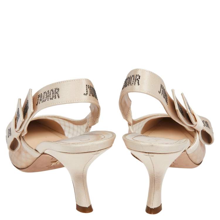 Pre Owned Dior Beige Lace J'Adior Slingback Sandals Size 40.5