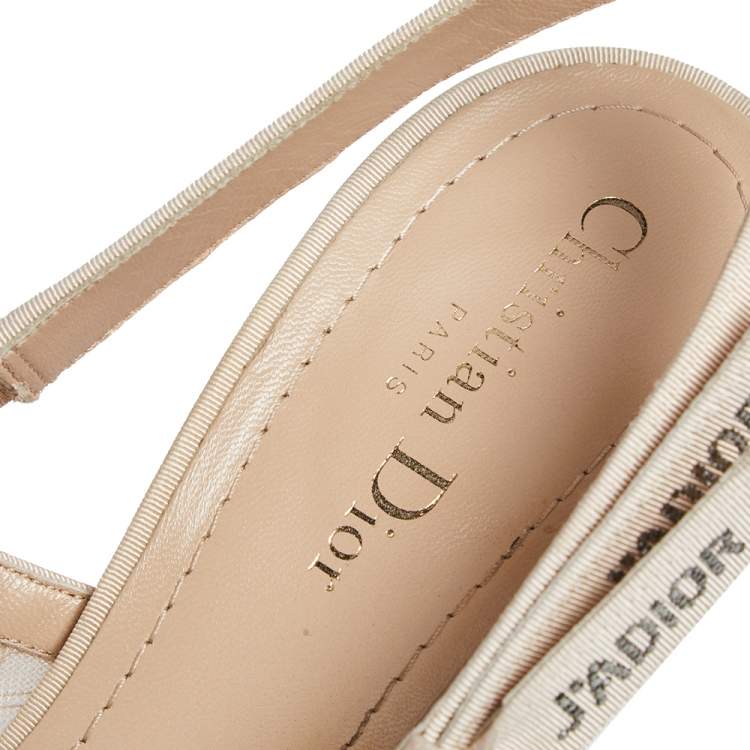 Pre Owned Dior Beige Lace J'Adior Slingback Sandals Size 40.5