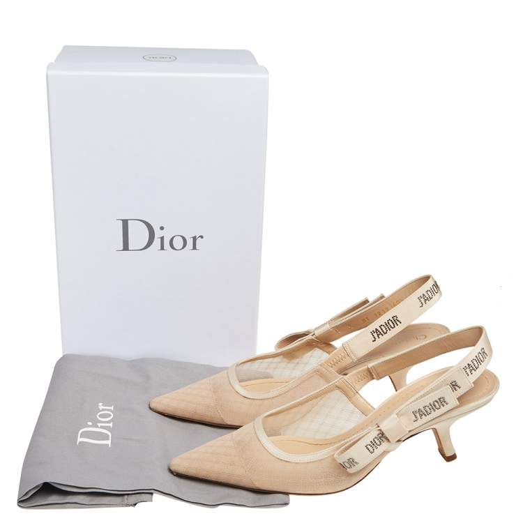 Pre Owned Dior Beige Lace J'Adior Slingback Sandals Size 40.5