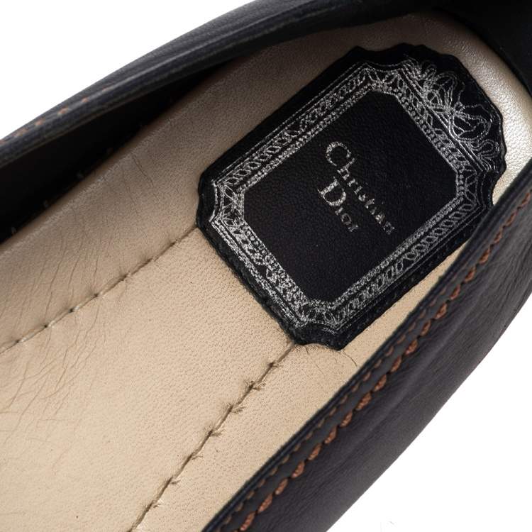 Pre Owned Dior Blue Denim and Leather Embellished Espadrilles Flat Size 39.5