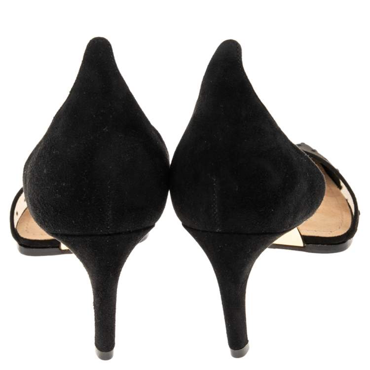 Pre Owned Dior Black Mesh And Suede Surreal D Eye Detail Pointed Toe Pumps Size 39