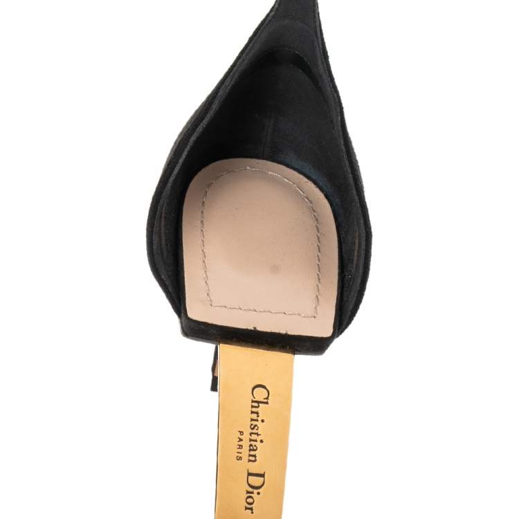 Pre Owned Dior Black Mesh And Suede Surreal D Eye Detail Pointed Toe Pumps Size 39