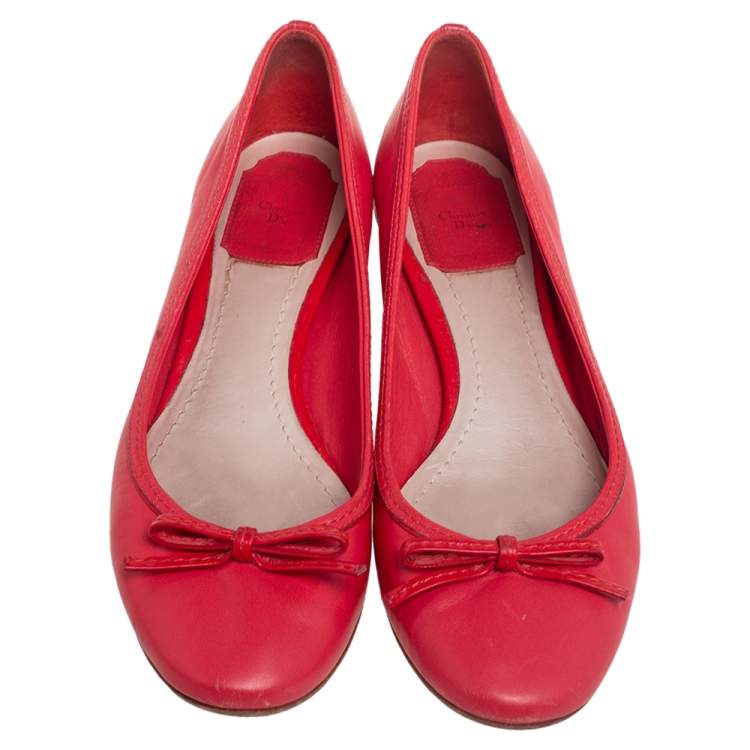 Pre Owned Dior Pink Leather Block Heel Bow Pumps Size 38