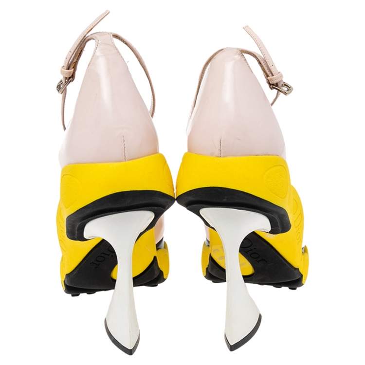 Pre Owned Dior tricolor Leather Sneaker Ankle Strap Pumps Size 38.5