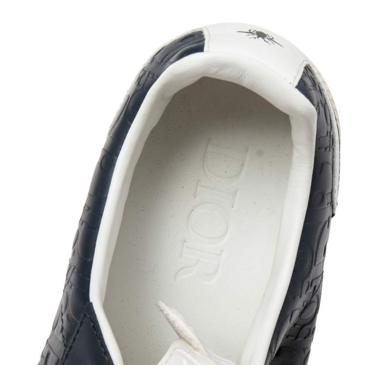 Pre Owned Dior Blue/White Suede And Leather Lace Up Embroidered Logo Sneakers Size 41