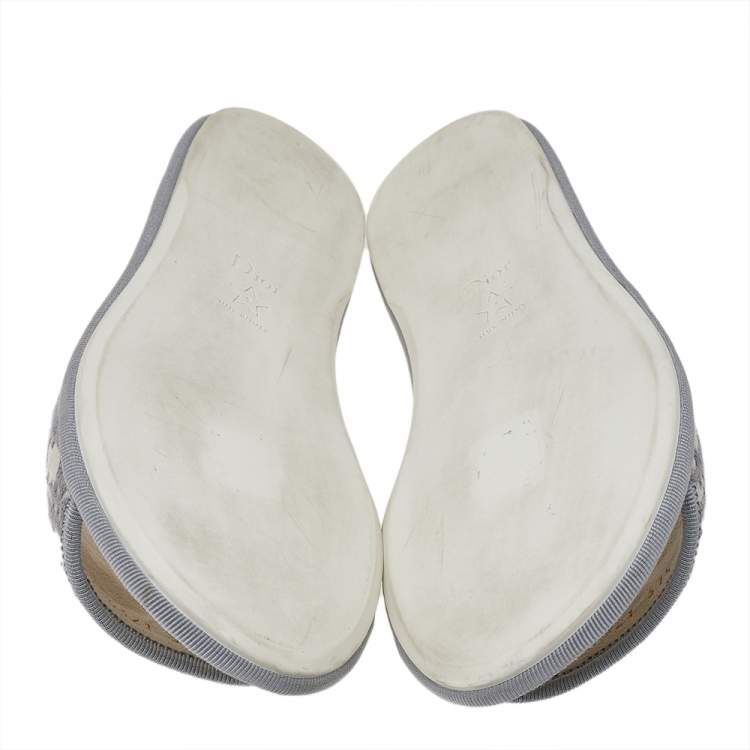Pre Owned Dior Grey Fabric Oblique Chez Moi Flat Slide Sandals 37.5