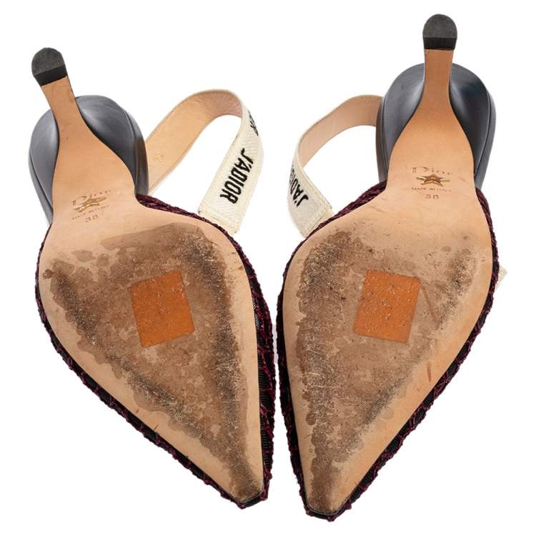 Pre Owned Dior Purple/Black Mesh J'Adior Slingback Sandals Size 38
