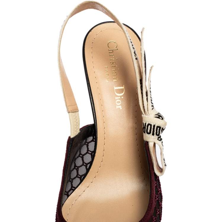 Pre Owned Dior Purple/Black Mesh J'Adior Slingback Sandals Size 38