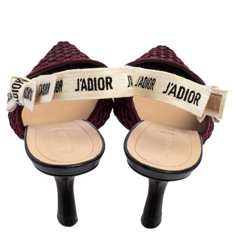 Pre Owned Dior Purple/Black Mesh J'Adior Slingback Sandals Size 38
