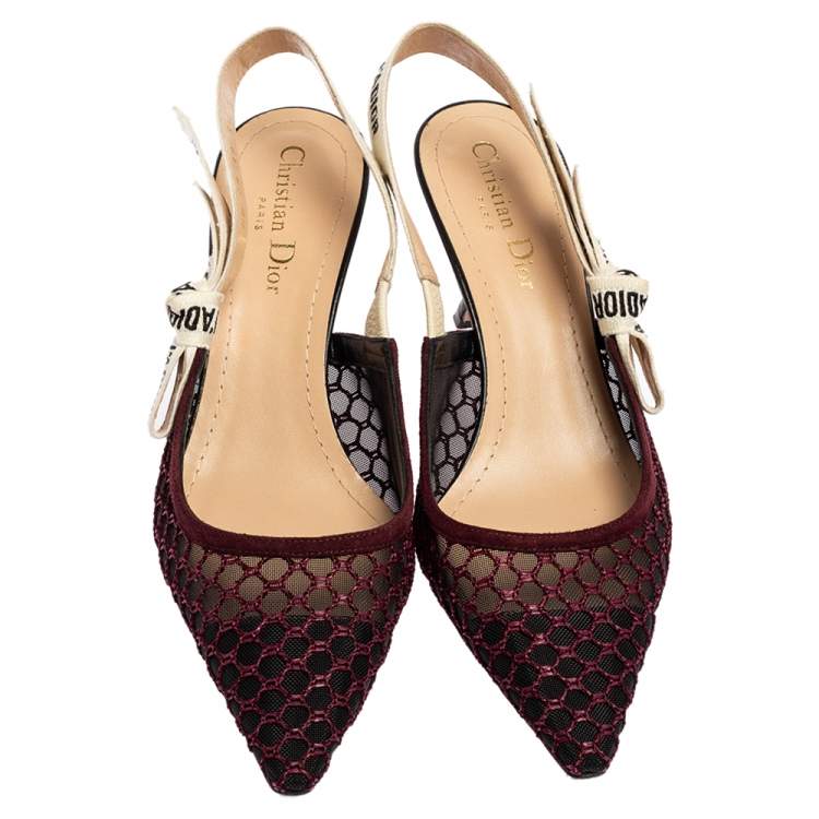 Pre Owned Dior Purple/Black Mesh J'Adior Slingback Sandals Size 38