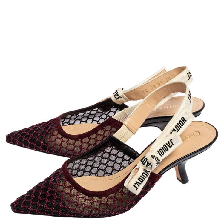 Pre Owned Dior Purple/Black Mesh J'Adior Slingback Sandals Size 38