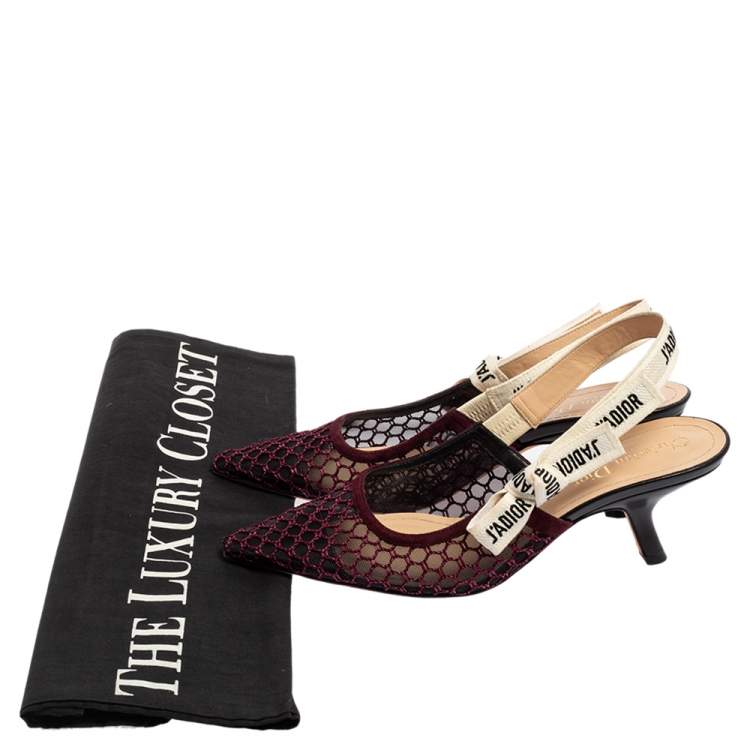 Pre Owned Dior Purple/Black Mesh J'Adior Slingback Sandals Size 38