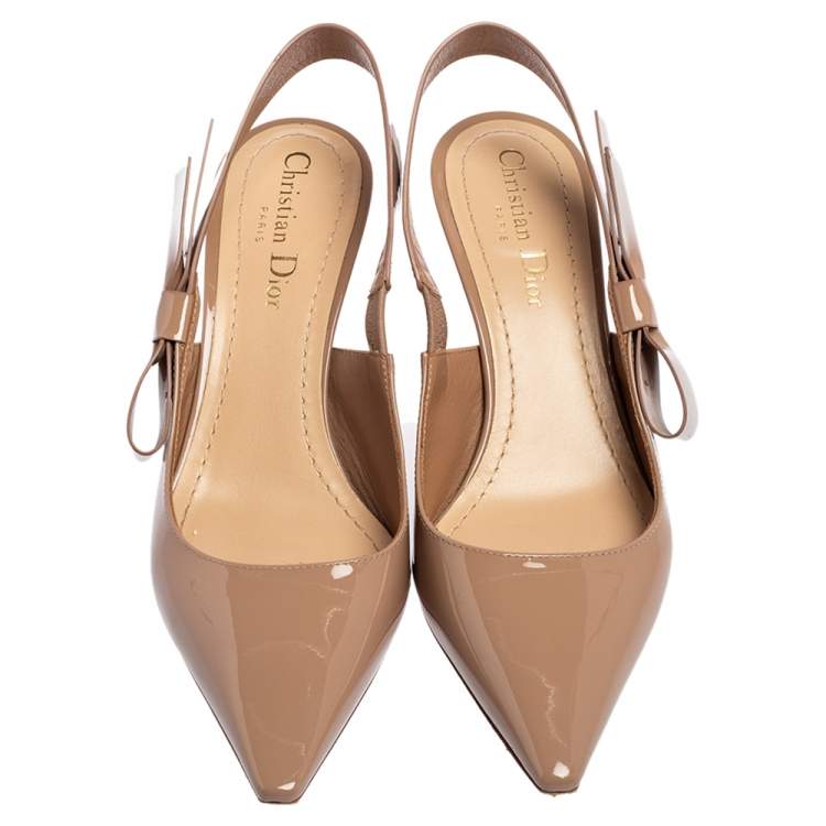 Pre Owned Dior Beige Patent Leather Sweet Dior Pumps Size 36.5