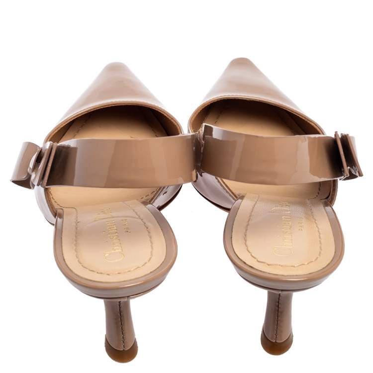 Pre Owned Dior Beige Patent Leather Sweet Dior Pumps Size 36.5
