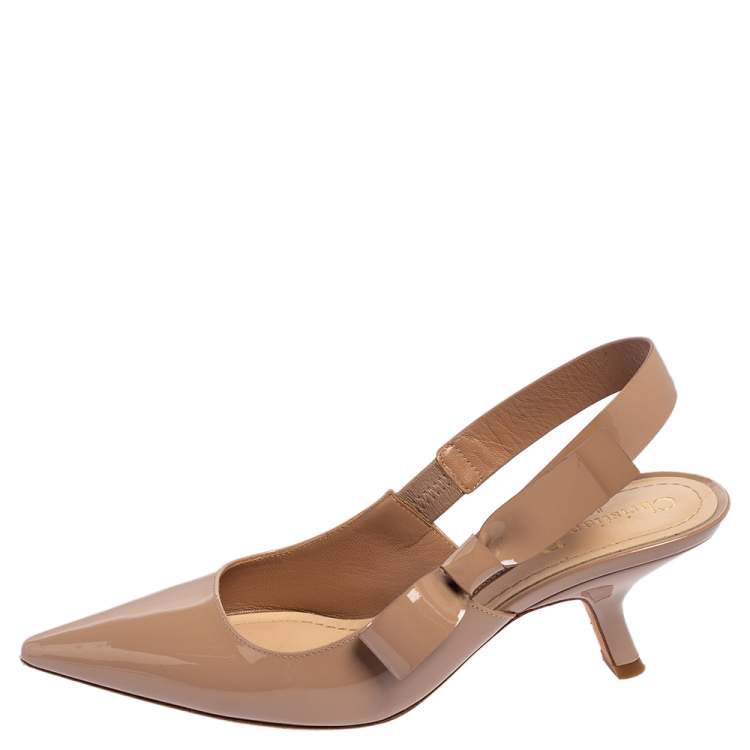 Pre Owned Dior Beige Patent Leather Sweet Dior Pumps Size 36.5