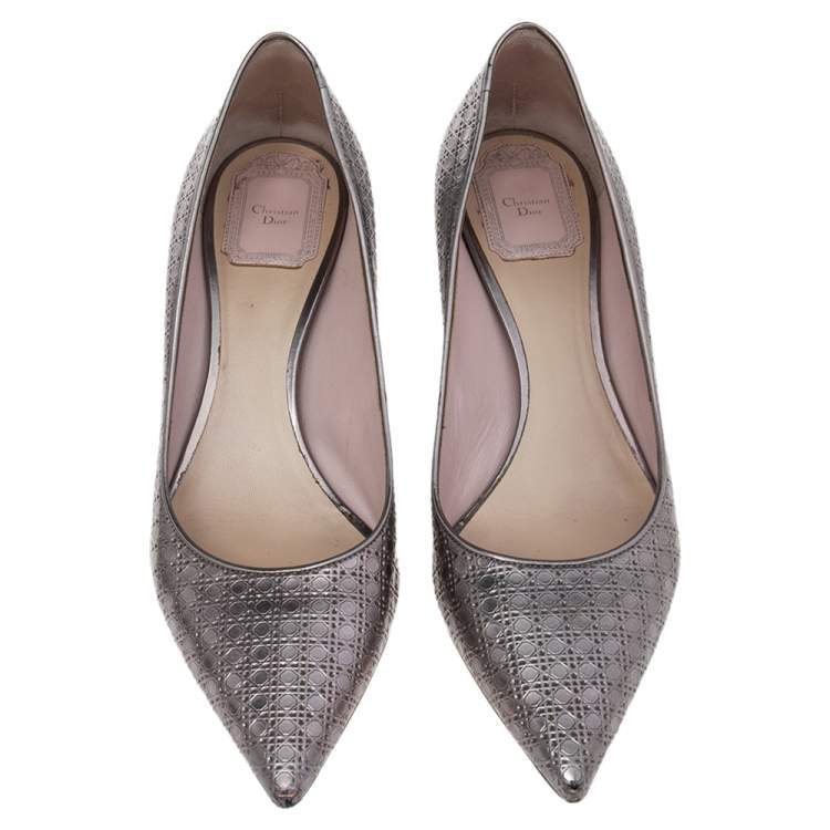 Pre Owned Dior Metallic Purple Cannage Leather Cherie Pointed Toe Pumps Size 39