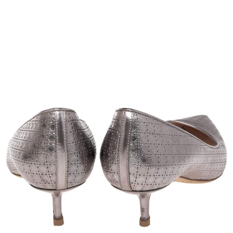 Pre Owned Dior Metallic Purple Cannage Leather Cherie Pointed Toe Pumps Size 39