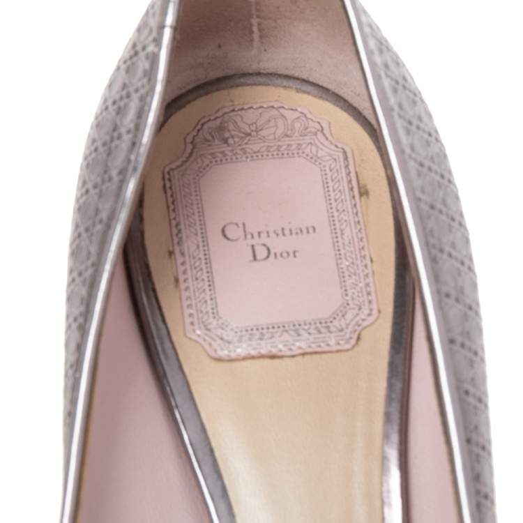 Pre Owned Dior Metallic Purple Cannage Leather Cherie Pointed Toe Pumps Size 39