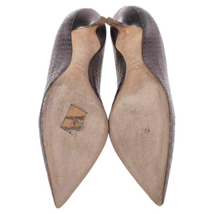 Pre Owned Dior Metallic Purple Cannage Leather Cherie Pointed Toe Pumps Size 39