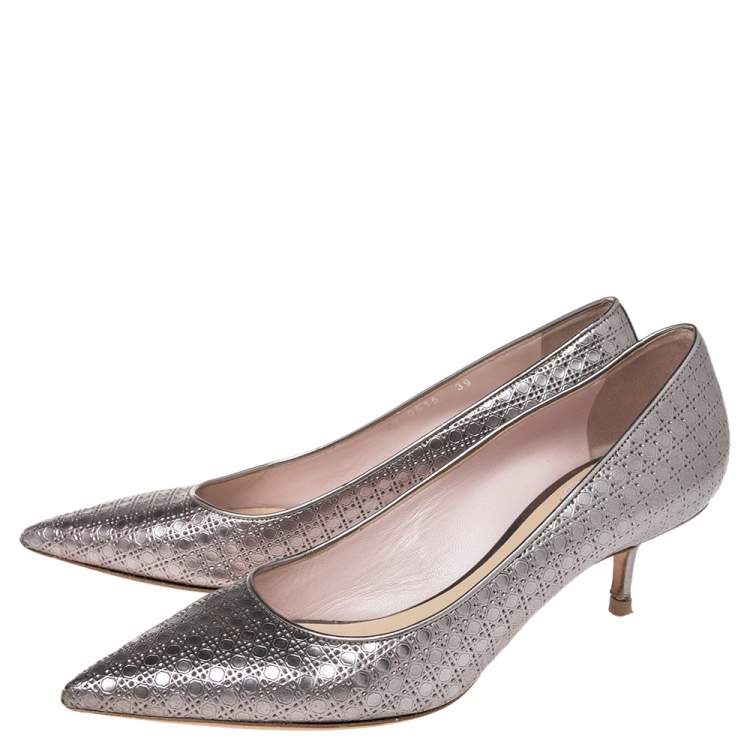 Pre Owned Dior Metallic Purple Cannage Leather Cherie Pointed Toe Pumps Size 39