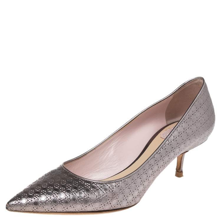 Pre Owned Dior Metallic Purple Cannage Leather Cherie Pointed Toe Pumps Size 39