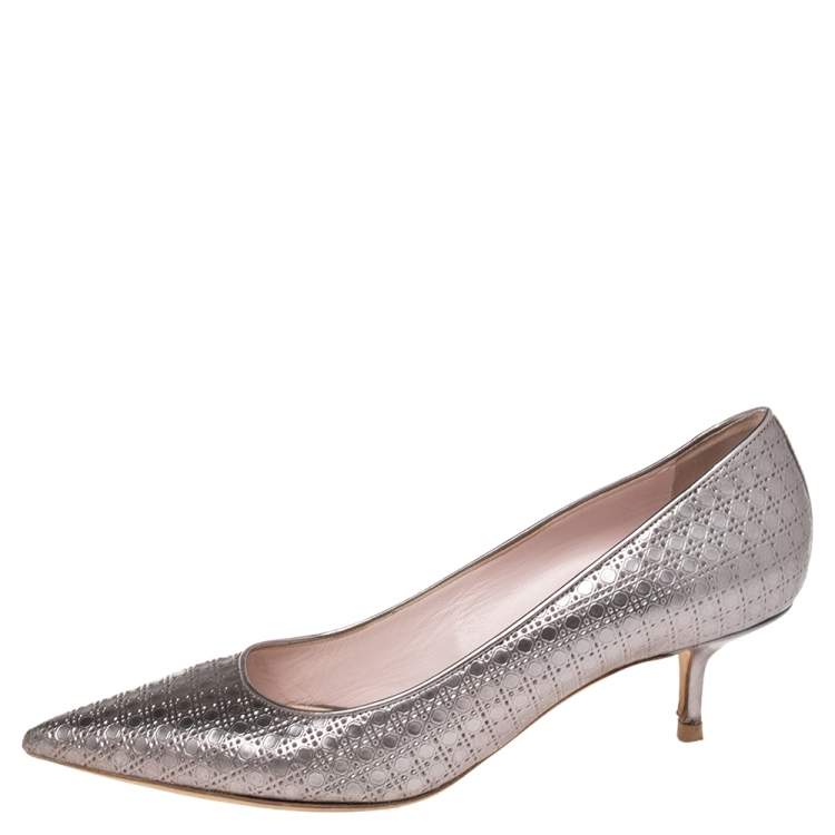 Pre Owned Dior Metallic Purple Cannage Leather Cherie Pointed Toe Pumps Size 39
