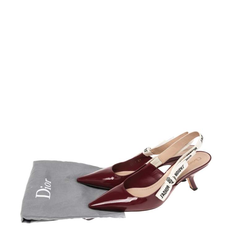 Pre Owned Dior Burgundy Patent Leather J'Adior Slingback Pumps Size 39