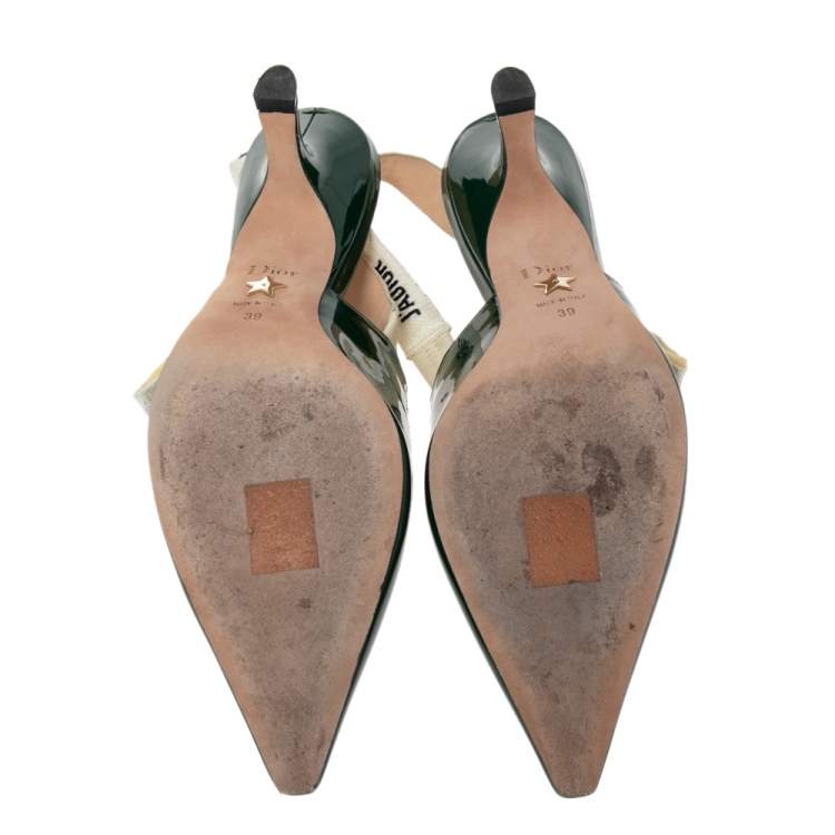 Pre Owned Dior Green Patent Leather J'Adior Slingback Pumps Size 39