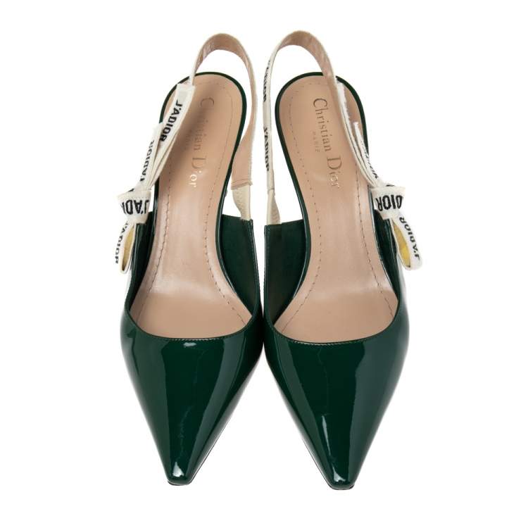 Pre Owned Dior Green Patent Leather J'Adior Slingback Pumps Size 39
