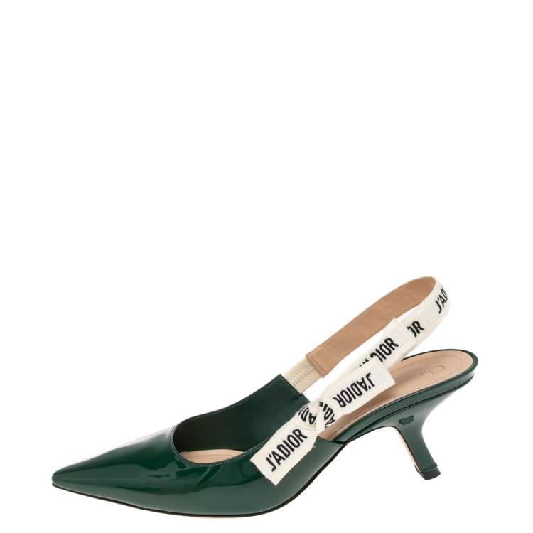 Pre Owned Dior Green Patent Leather J'Adior Slingback Pumps Size 39