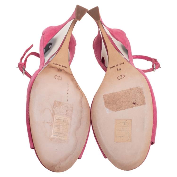 مملوكة مسبقًا Dior Pink Suede Optique Wedge Sandals Size 40