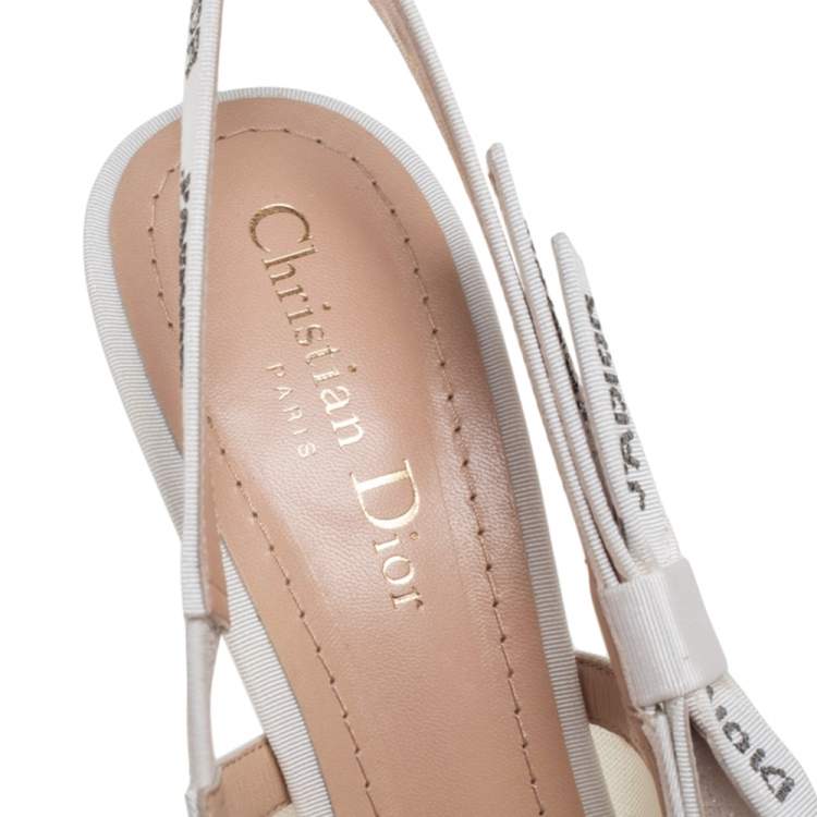 Pre Owned Dior White Mesh And Fabric J'Adior Slingback Sandals Size 39