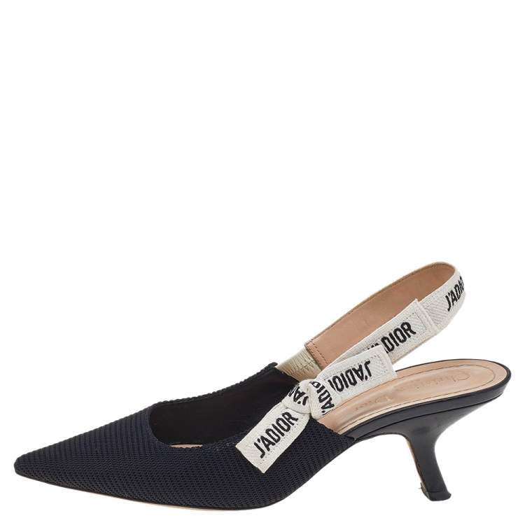 Pre Owned Dior Black Fabric J'Adior Slingback Sandals Size 37.5