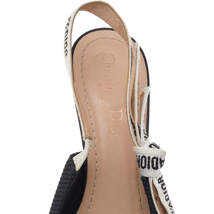 Pre Owned Dior Black Fabric J'Adior Slingback Sandals Size 37.5