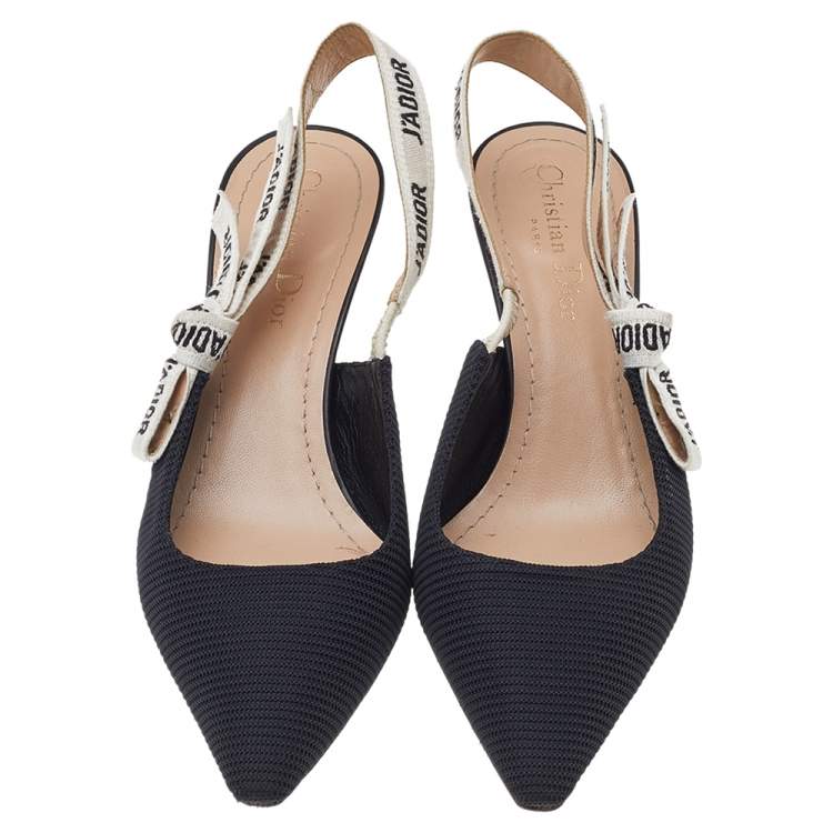 Pre Owned Dior Black Fabric J'Adior Slingback Sandals Size 37.5