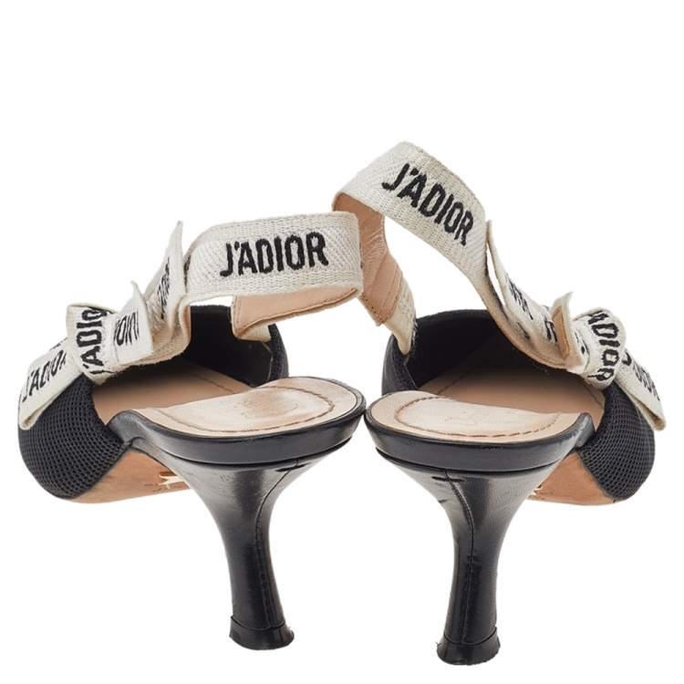 Pre Owned Dior Black Fabric J'Adior Slingback Sandals Size 37.5