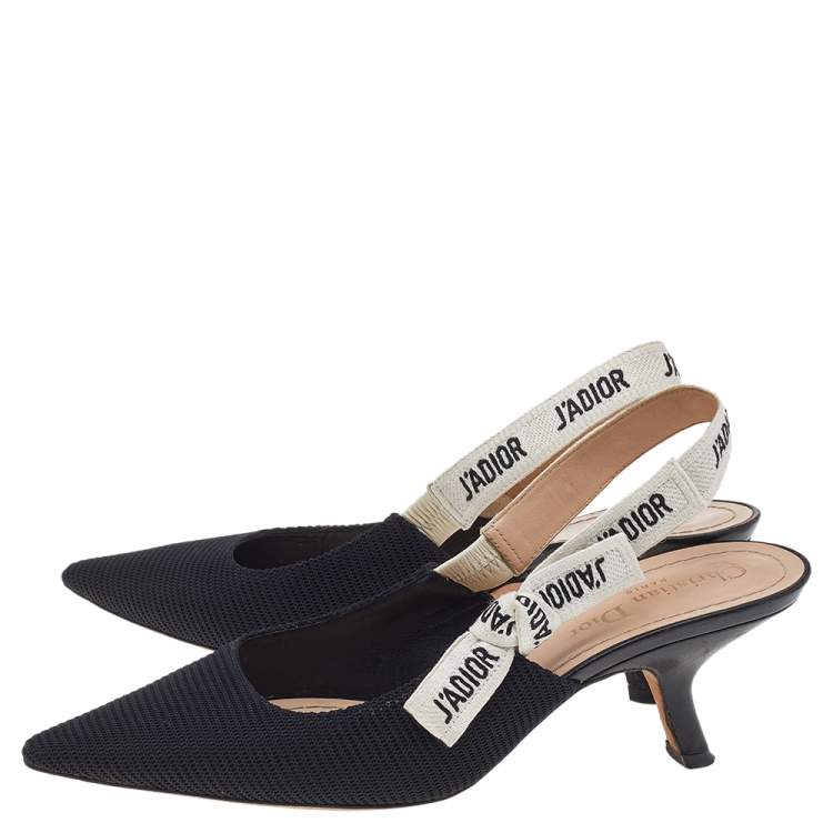 Pre Owned Dior Black Fabric J'Adior Slingback Sandals Size 37.5