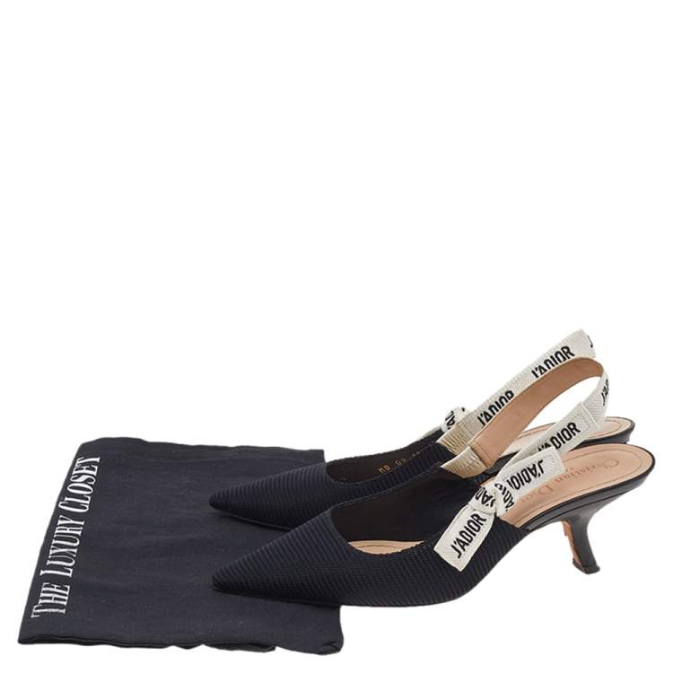 Pre Owned Dior Black Fabric J'Adior Slingback Sandals Size 37.5