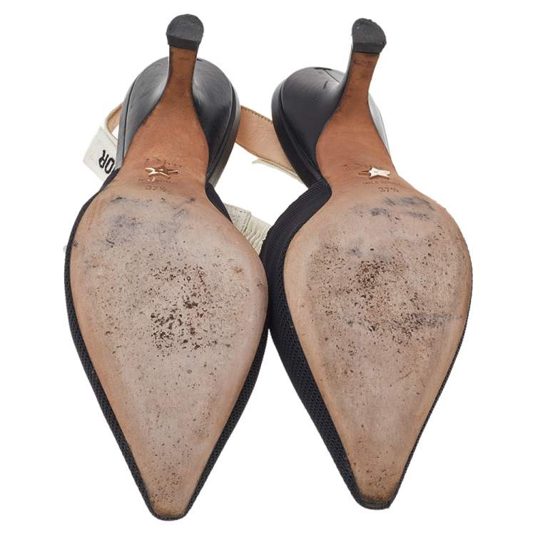 Pre Owned Dior Black Fabric J'Adior Slingback Sandals Size 37.5