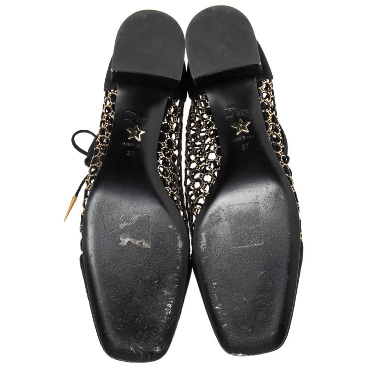Pre Owned Dior Black Suede and Fabric Naughtily-D Ankle Boots 37