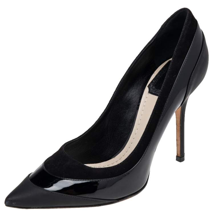 Pre Owned Dior Black Leather Pointed Toe Pumps Size 36