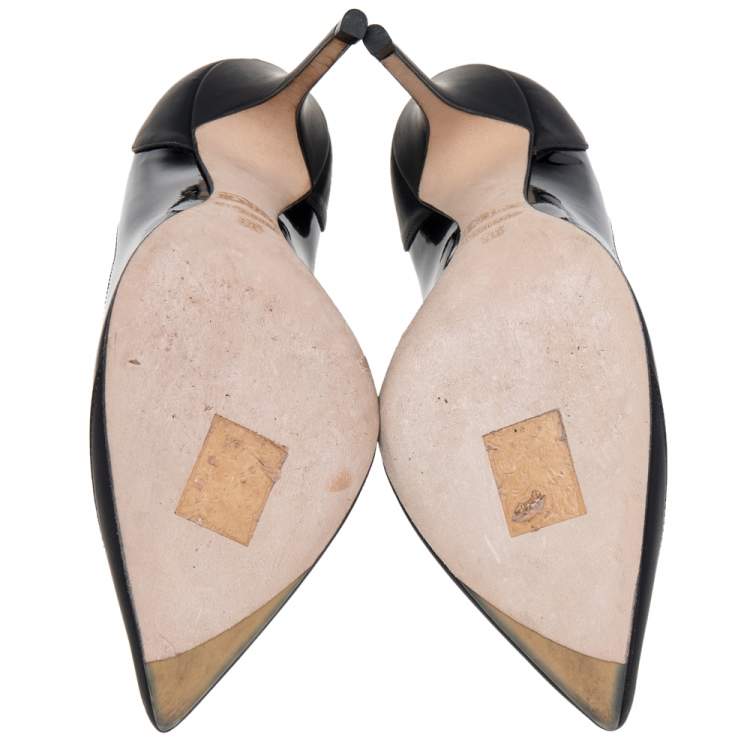 Pre Owned Dior Black Leather Pointed Toe Pumps Size 36