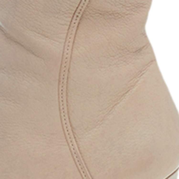 Pre Owned Dior Beige Leather Knee Length Boots Size 39