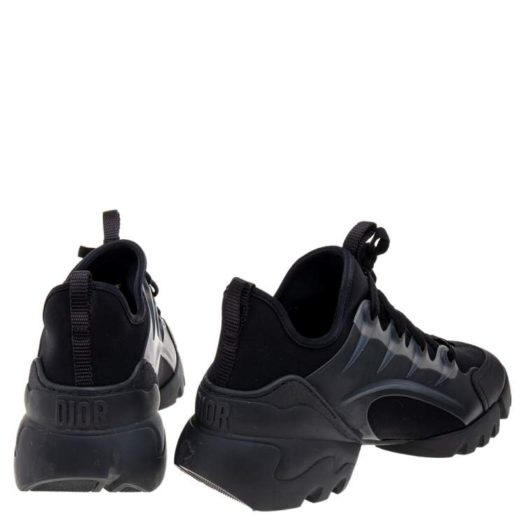 Pre Owned Dior Black Neoprene And Leather D-Connect Low Top Sneakers Size 38.5