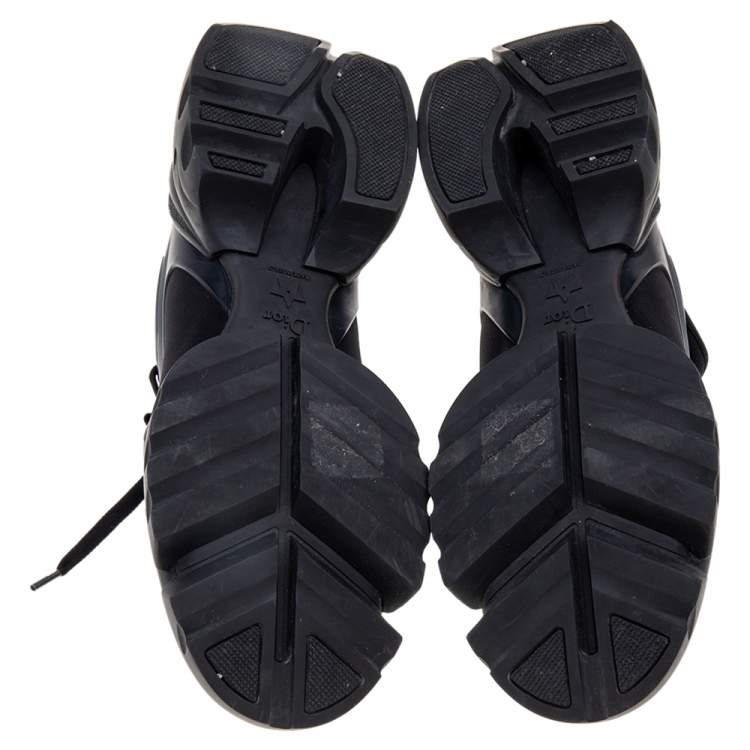 Pre Owned Dior Black Neoprene And Leather D-Connect Low Top Sneakers Size 38.5