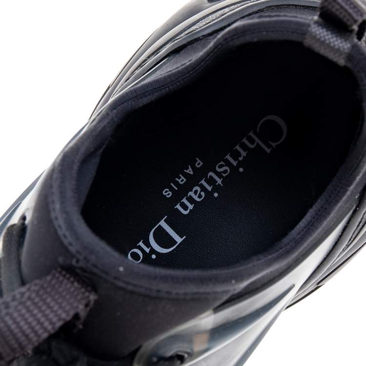 Pre Owned Dior Black Neoprene And Leather D-Connect Low Top Sneakers Size 38.5