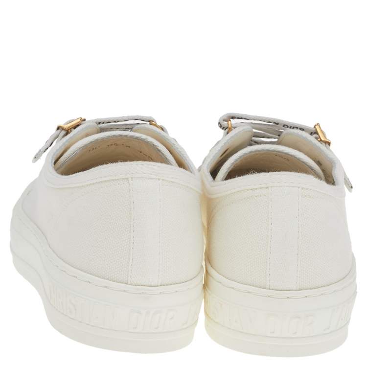 Pre Owned Dior White Canvas And Rubber Walk'n'Dior Low Top Sneakers Size 36.5