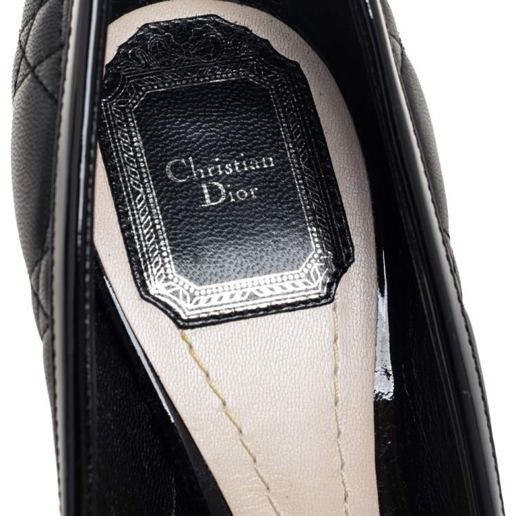 مملوكة مسبقًا Dior Black Quilted Cannage Leather Platform Pumps Size 37
