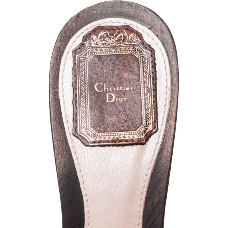 مملوكة مسبقًا Dior Brown Leather Diorissimo Chain Mules Size 39