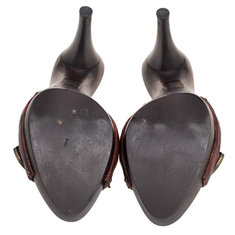 مملوكة مسبقًا Dior Brown Leather Diorissimo Chain Mules Size 39
